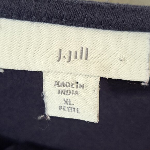 J.Jill Women's XL Petite Long Sleeve Navy Eyelet Edged Square Neck Top - Picture 2 of 9